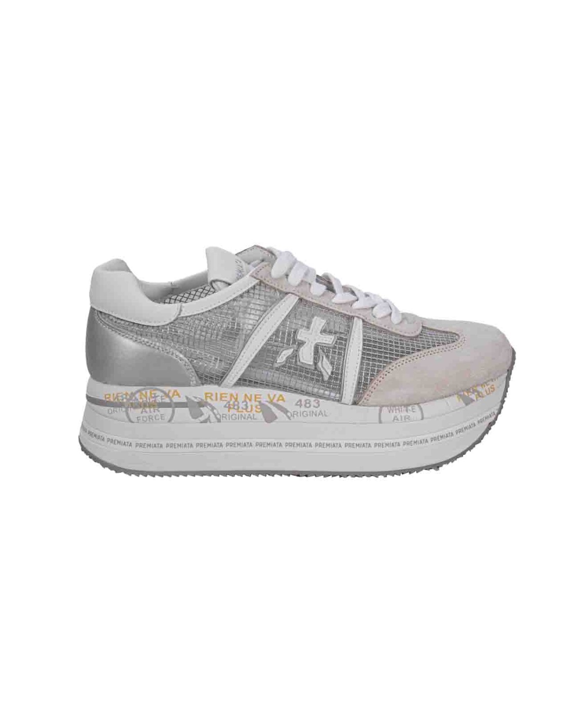 shop PREMIATA Saldi Scarpe: Premiata sneakers "Beth".
Topponcino in suede.
Logo Premiata. 
Fondo platform personalizzato dalla serigrafia logata Premiata.
Altezza Suola 5 cm.
Fusbet Interno 25 cm.
Composizione: SOLE: 75% EVA 5% TPU (PLASTIC MATERIAL) 20% RUBBER UPPER: 85% GOAT LEATHER 15% CALF LEATHER LINING: 100% GOAT LEATHER
Made in Vietnam.. BETH-6792 number 2469085